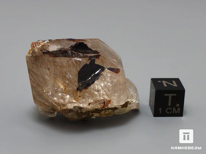 Кварц-волосатик (рутил в кварце) с брукитом, кристалл 3,8х2,7х2,3 см, 10-330/10, фото 2