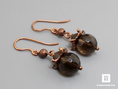 Раухтопаз, Дымчатый кварц. Серьги с раухтопазом (дымчатым кварцем), огранка