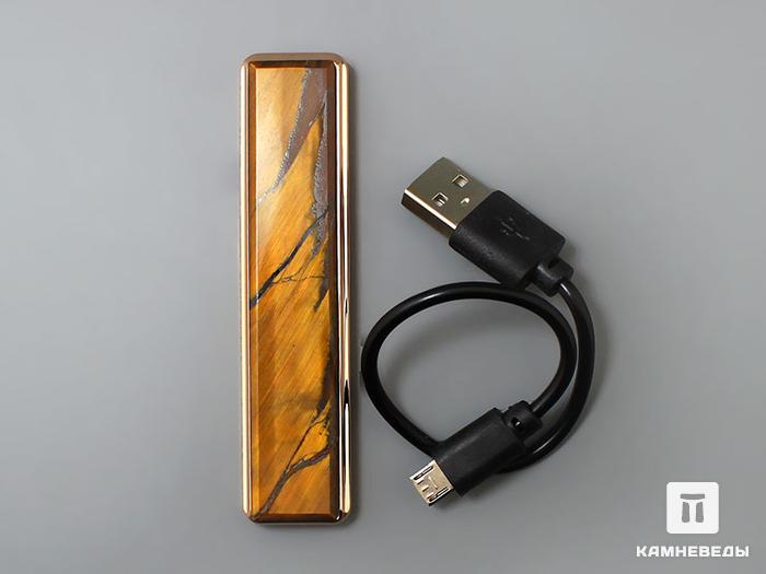 Зажигалка электронная (USB) с тигровым глазом, 25-55, фото 4
