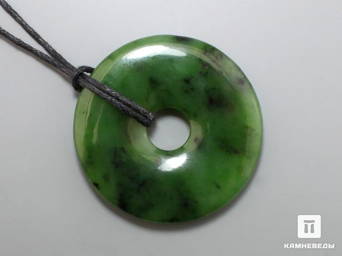 Кулон диск из нефрита, 4,3х0,5 см, 40-114/26, фото 1