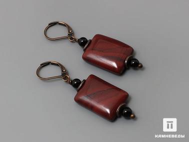 Агат, Яшма. Серьги с красной яшмой и чёрным агатом