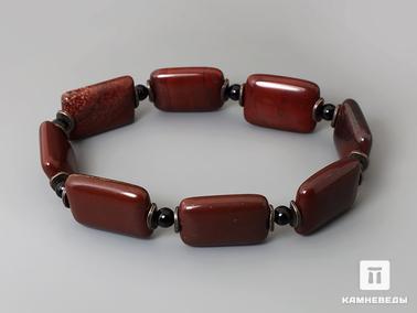 Агат, Яшма. Браслет из красной яшмы и чёрного агата
