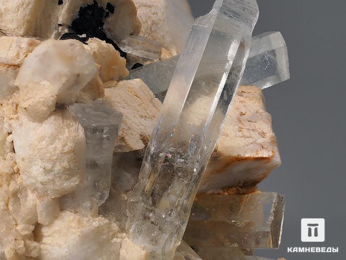 Аквамарин (голубой берилл), кристаллы на полевом шпате 10,5х8х7,5 см, 10-29/30, фото 3