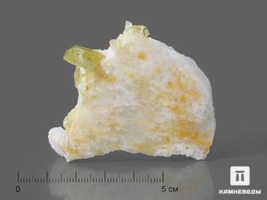 Бразилианит, Альбит. Бразилианит на альбите, 5,7х4,8х1,4 см