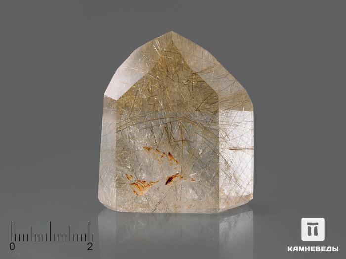 Кварц-волосатик, полированный кристалл 4,2х3,6х2,5 см, 11-131, фото 1