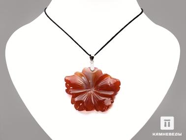 Сердолик, Халцедон. Кулон из сердолика (халцедон), «Цветок» 5,4х4,7х0,7 см