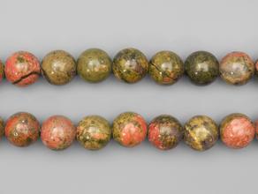 Бусины из унакита, 44-48 шт. на нитке, 8-9 мм
