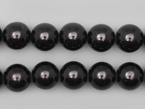 Бусины из шерла (чёрного турмалина), 38 шт. на нитке, 10-11 мм