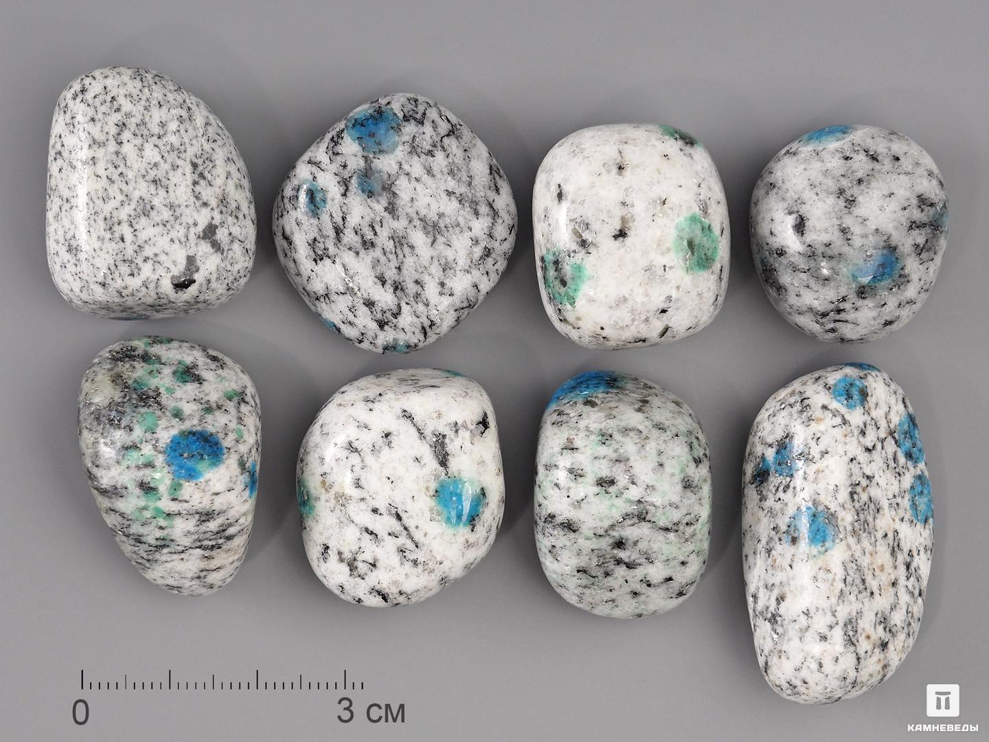 Азурит в граните (камень K2), галтовка 2-3 см судьба и камень
