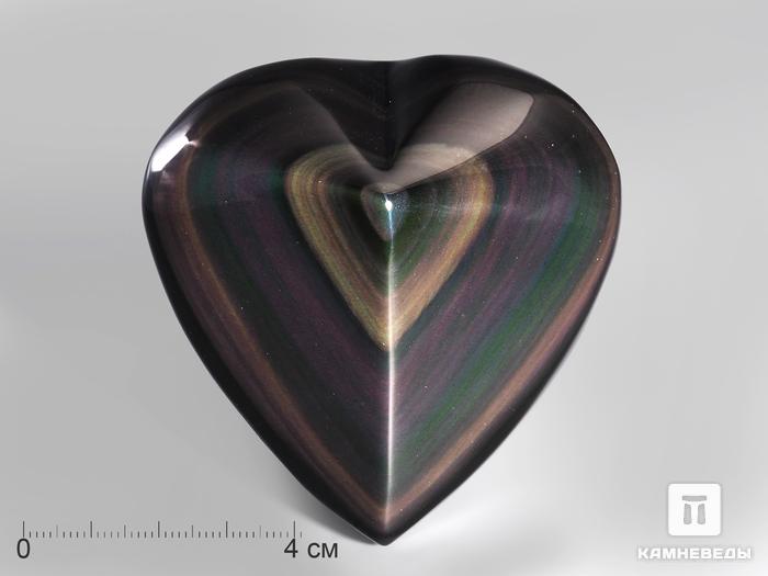 Сердце из радужного обсидиана, 7,6х7,3х4 см, 23-40/2, фото 1