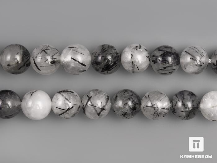 Бусины из волосатика (турмалина в горном хрустале), 46-50 шт. на нитке 8-9 мм, 7-69/2, фото 1