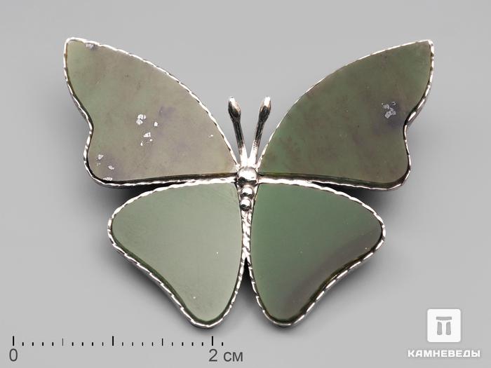 Брошь «Бабочка» с нефритом, 3,8х3х0,2 см, 226, фото 1