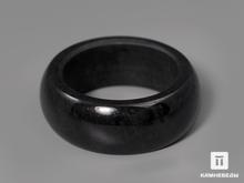 Кольцо из чёрного нефрита, ширина 10-11 мм