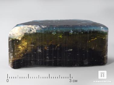 Турмалин, Верделит (зелёный турмалин), Индиголит. Турмалин полихромный, кристалл 4,9х2,1х2,1 см