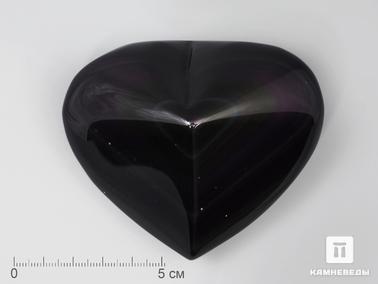 Обсидиан. Сердце из радужного обсидиана, 8,3х7х4,3 см