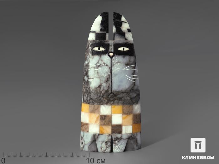 Кот из ангидрита и других камней, 16х10,5 см, 537, фото 1