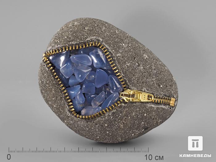 Сувенир из камня «кошелек» с голубым халцедоном, 10,7х8,4х5 см, 524, фото 2