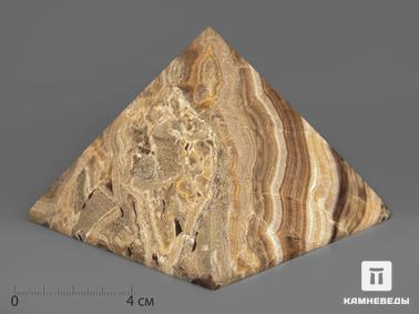 Оникс мраморный. Пирамида из оникса мраморного (медового), 9х9х6,8 см