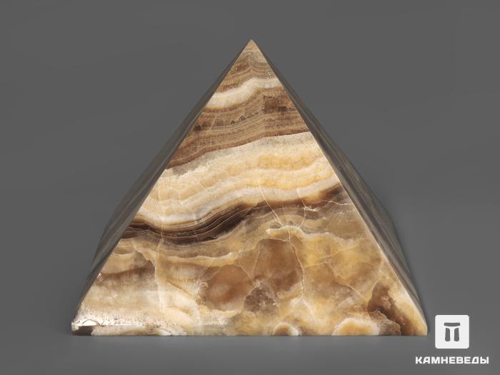Пирамида из оникса мраморного (медового), 9х9х6,8 см, 1287, фото 2