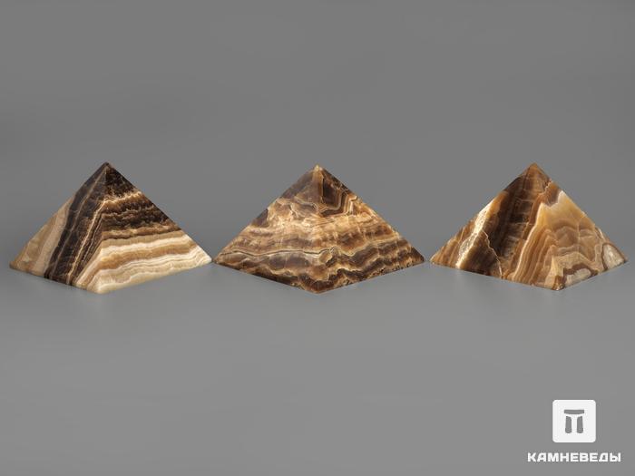 Пирамида из оникса мраморного (медового), 8х8х5,8 см, 1290, фото 2