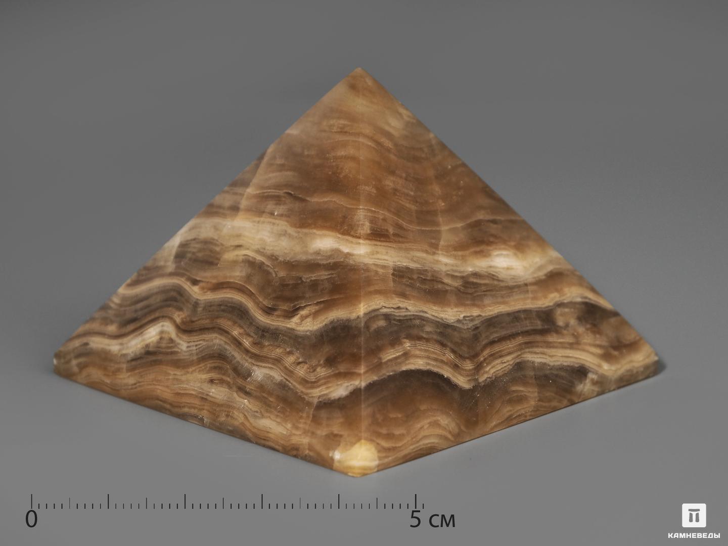 Пирамида из оникса мраморного (медового), 6х6х4,4 см ваза из оникса мраморного 12х7 3 см
