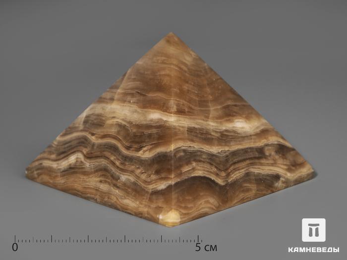 Пирамида из оникса мраморного (медового), 6х6х4,4 см, 1299, фото 1