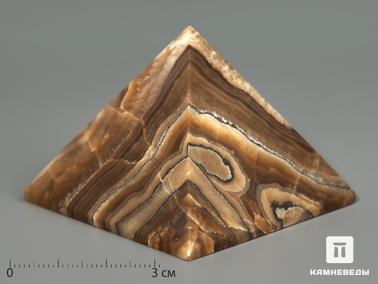 Оникс мраморный. Пирамида из оникса мраморного (медового), 5,5х5,5х4,3 см