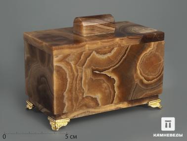 Оникс мраморный. Шкатулка из оникса мраморного (медового), 10,8х6,4х6,2 см