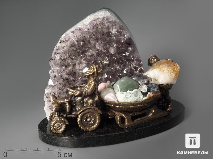 Композиция с друзой аметиста, кристаллом цитрина и самоцветами, 1268, фото 1