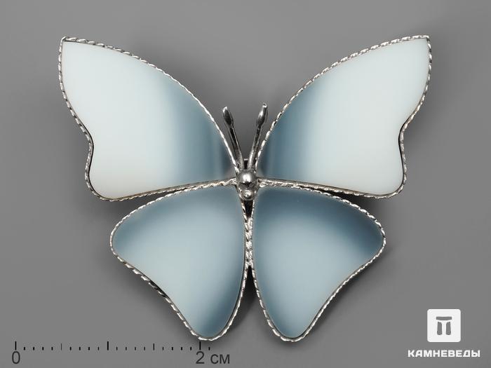 Брошь «Бабочка» с халцедоном, 4,1х3,3 см, 1229, фото 1