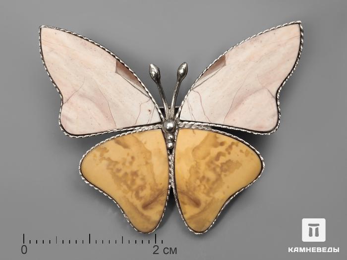 Брошь «Бабочка» с яшмой, 4,3х3,4 см, 1222, фото 1