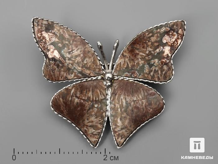 Брошь «Бабочка» с яшмой, 3,5х3 см, 1207, фото 1