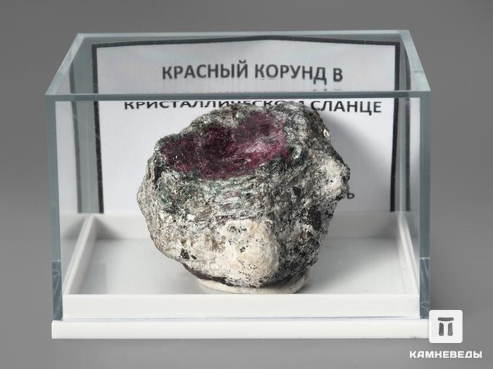 Красный корунд в кристаллическом сланце, 3,7х3,3х2,4 см, 1513, фото 2