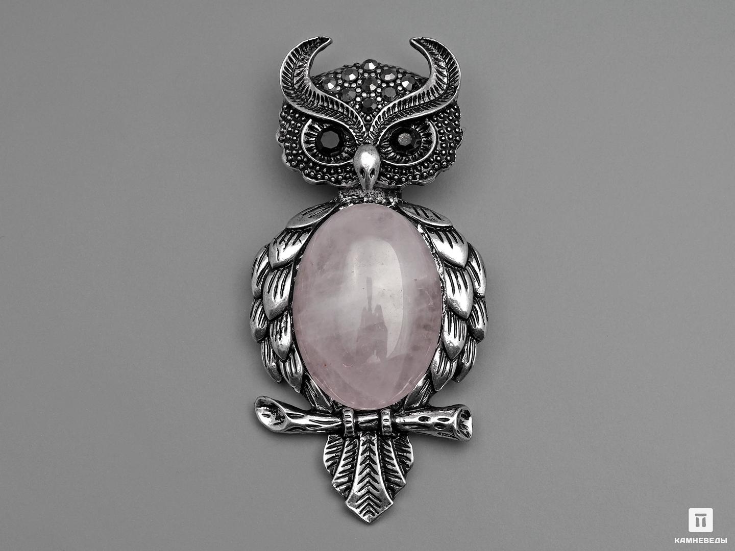 Брошь-кулон «Сова» с розовым кварцем, 1950, фото 2