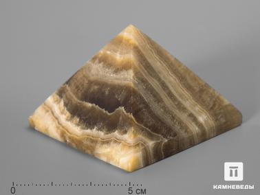 Оникс мраморный. Пирамида из оникса мраморного (медового), 4х4х2,8 см