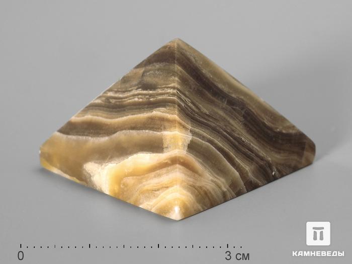 Пирамида из оникса мраморного (медового), 3х3х2,2 см, 2092, фото 1