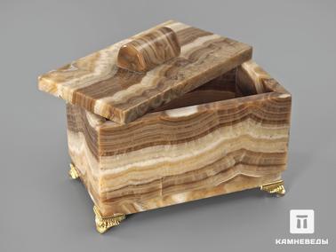 Оникс мраморный. Шкатулка из оникса мраморного (медового), 11,1х6,6х6,5 см