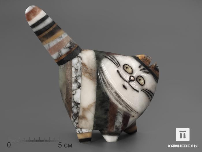 Кот из ангидрита и других камней, 11,5х11,8 см, 2170, фото 1