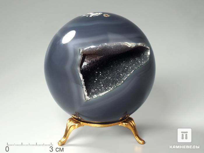 Шар из агата с жеодой кварца, 79 мм, 2716, фото 1