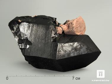 Морион (чёрный кварц), Микроклин. Кристалл мориона с микроклином, 10,8х6,5х5,1 см