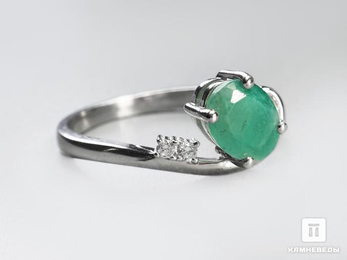 Кольцо с зеленым бериллом «Изумруд» и фианитами, огранка, 3068, фото 1