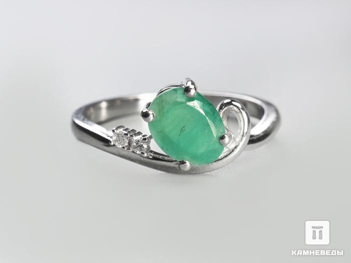 Кольцо с зеленым бериллом «Изумруд» и фианитами, огранка, 3068, фото 2