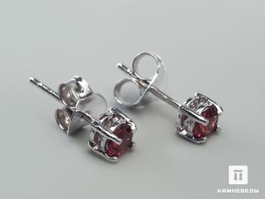Гранат, Альмандин. Серьги-пусеты с альмандином (гранатом), огранка
