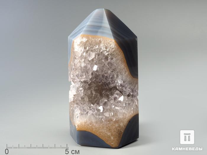 Стелла из агата с жеодой кварца, 11,7х6,3х5,5 см, 2943, фото 1