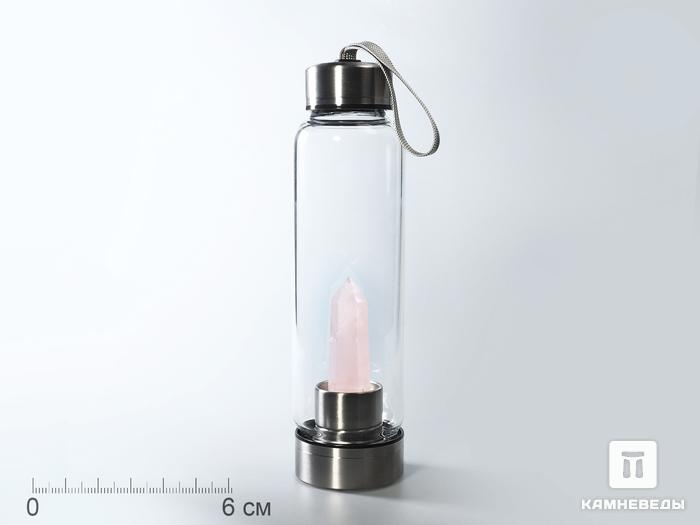 Бутылка для воды с кристаллом розового кварца, 3399, фото 1