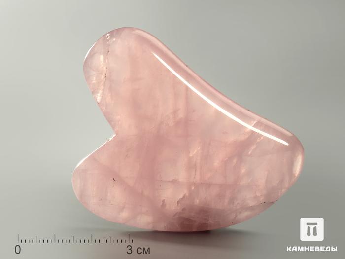 Массажёр для лица Гуаша из розового кварца, 6,6х5,1 см, 3388, фото 1