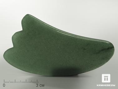 Авантюрин. Массажёр для лица Гуаша из авантюрина зеленого, 10х5,3 см