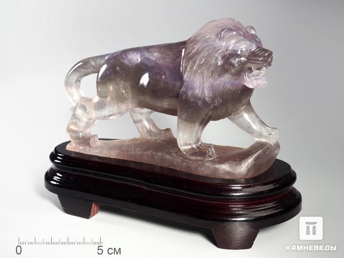 Лев из флюорита на деревянной подставке, 3414, фото 1