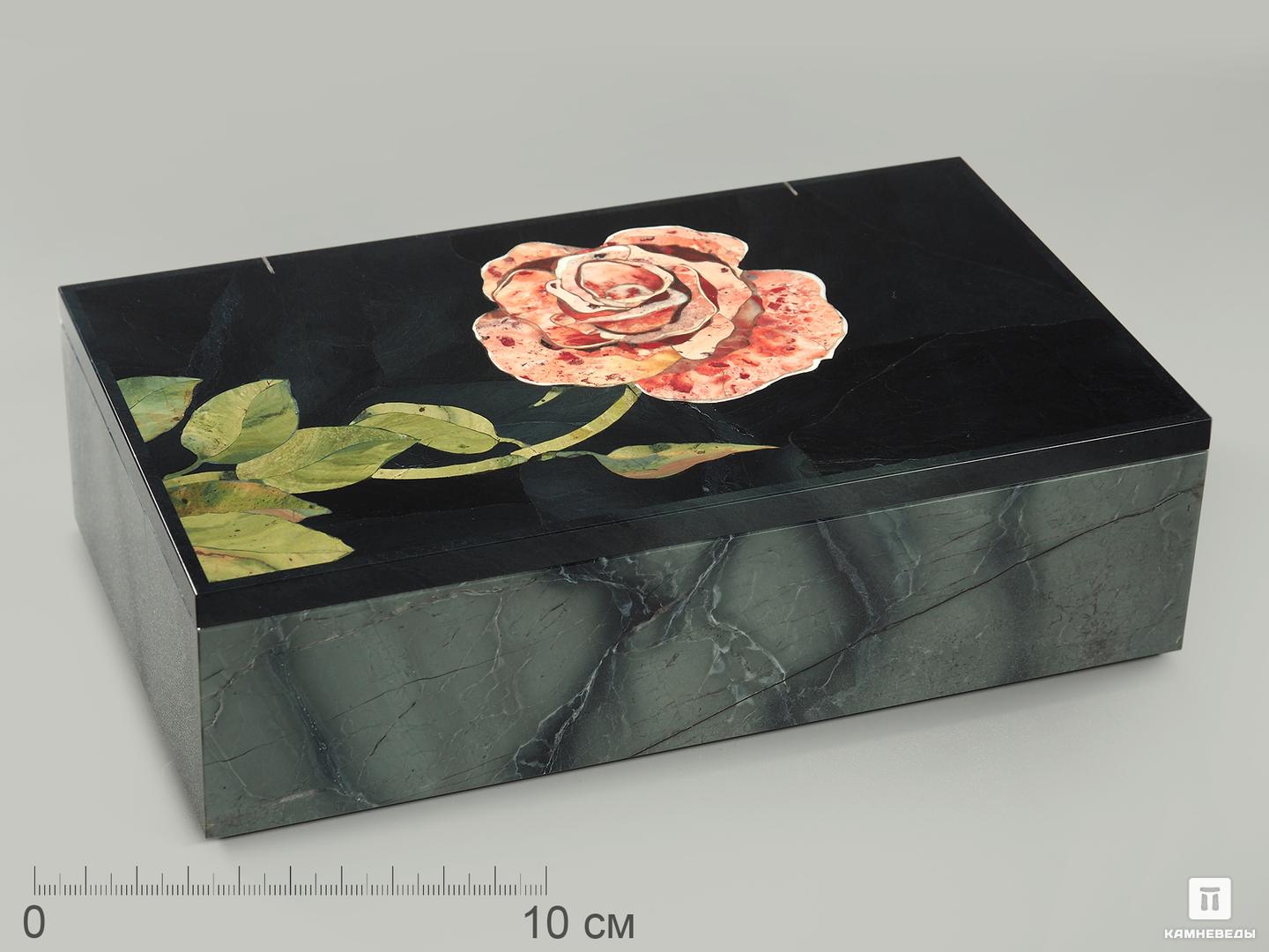 Шкатулка из натуральных камней «Роза», 19х11,2х5,5 см, 3783, фото 2