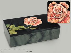Яшма, Кахолонг (разновидность опала), Лабрадор. Шкатулка из натуральных камней «Роза», 19х11,2х5,5 см